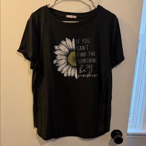 Maurices Black Tee with White and Yellow Daisy